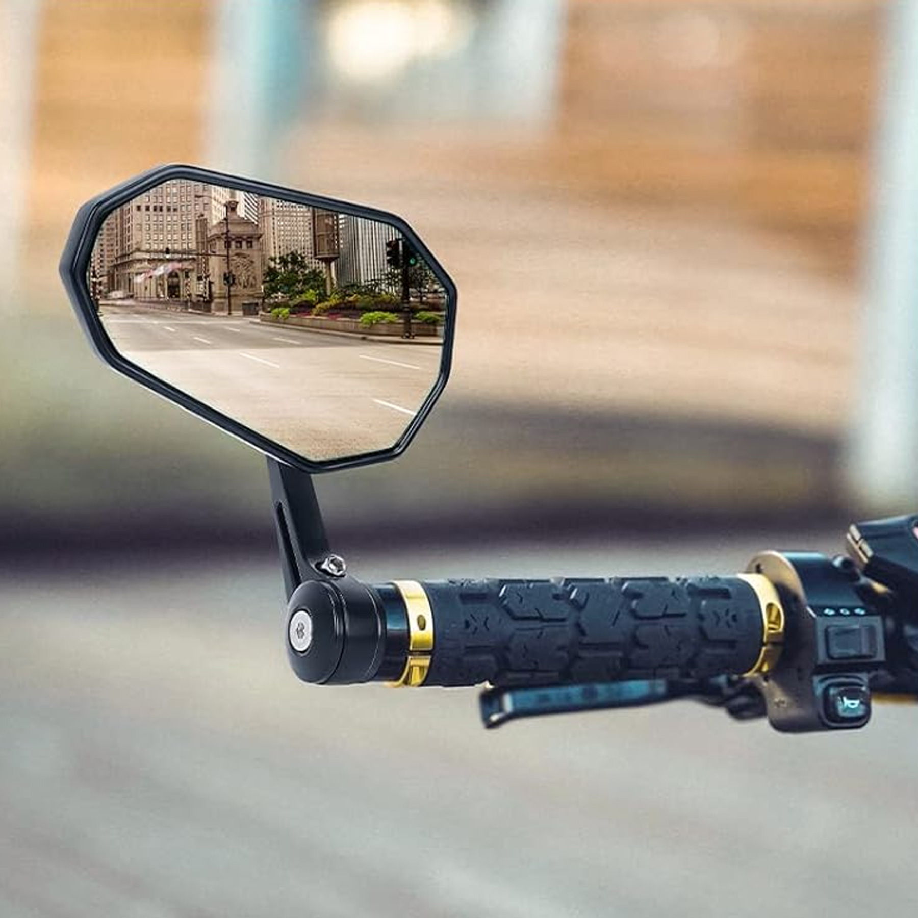 Motorcycle Handlebar End Mirrors Universal Aluminum Alloy Reflector Suitable for Most Motorcycles (1 pair) - Image 6