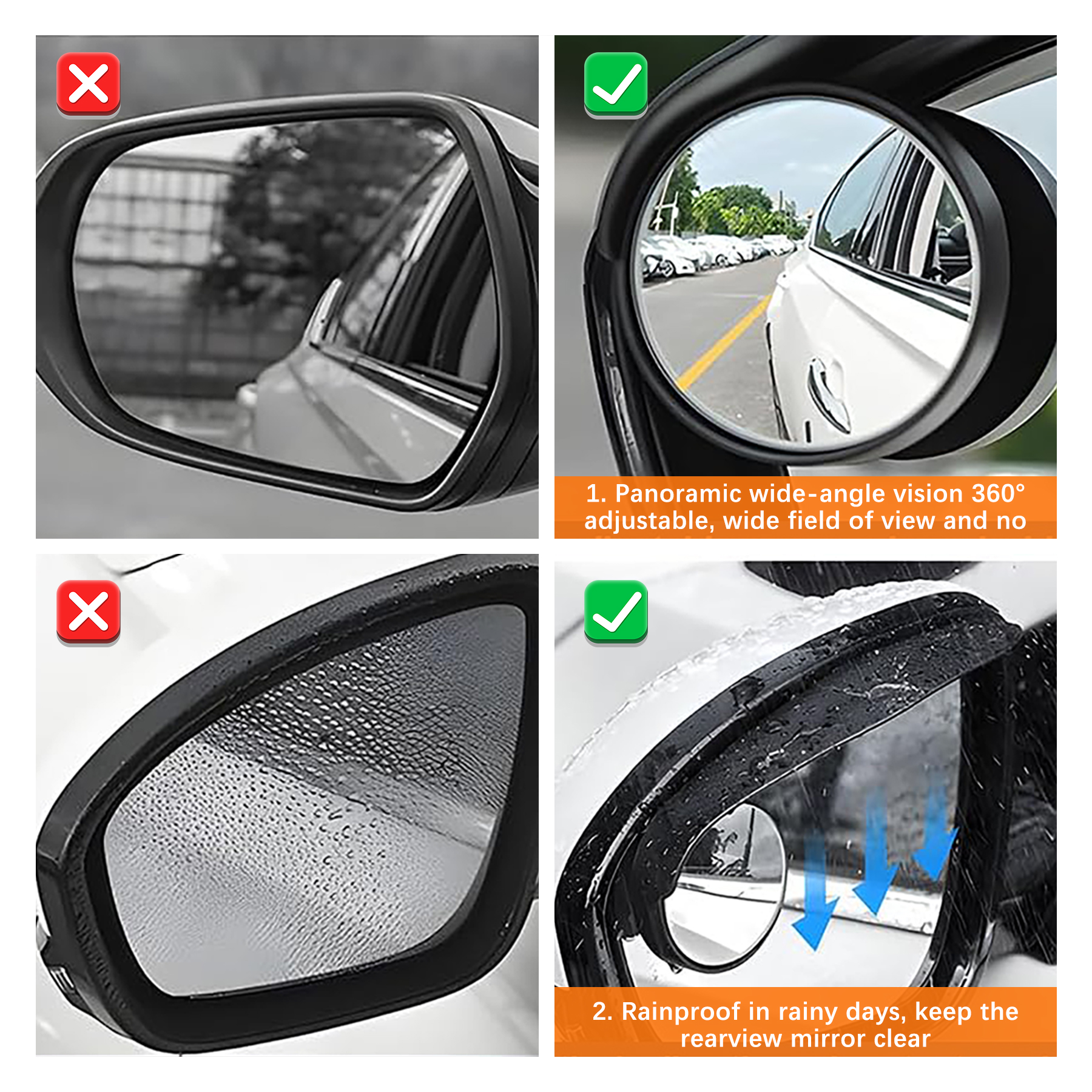 Buick Logo Rain Eyebrow & Blind Spot Mirrors for car Adjustable Auxiliary Universal Wide Angle Mirror(2pcs) - Image 4