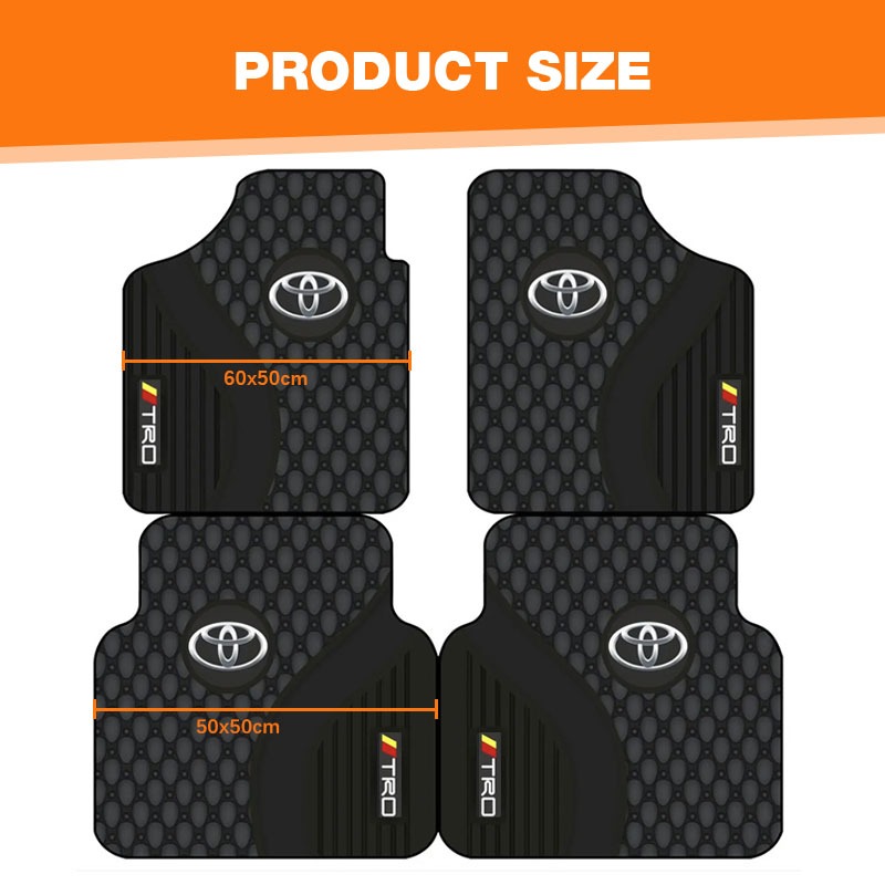 Universal Toyota Car Floor Mats Non Slip Stain Resistant Interior Protector Suitable for All Car Versions (4pcs) - Image 2